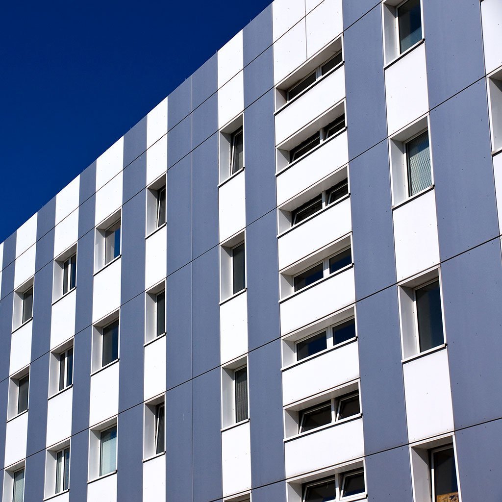 Commercial office building with ground-floor retail tenants